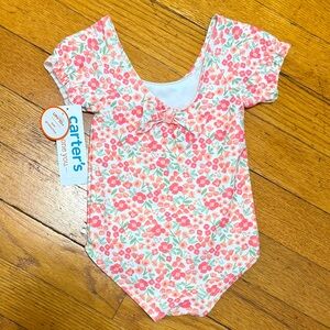 Carters Baby Girl Swimsuit 9 months floral Snap Closure